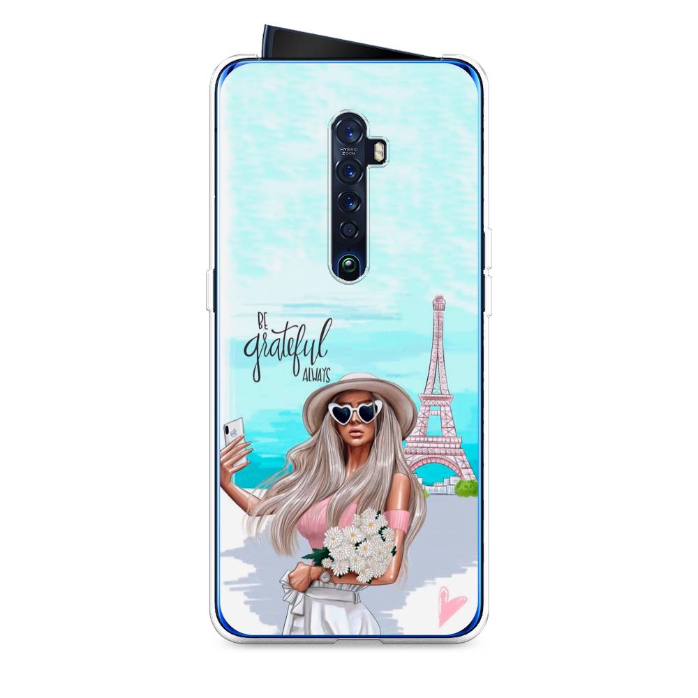 

Чехол на Oppo Reno 2 "Селфи Париж", Голубой;бежевый, 253550-6