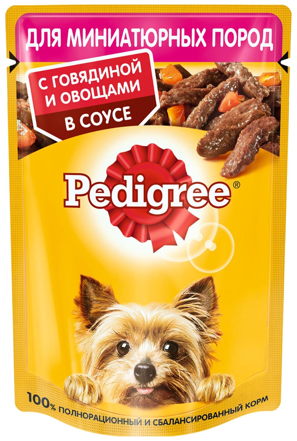 Влажный корм для собак Pedigree с говядиной и овощами, для миниатюрных пород, 85 г