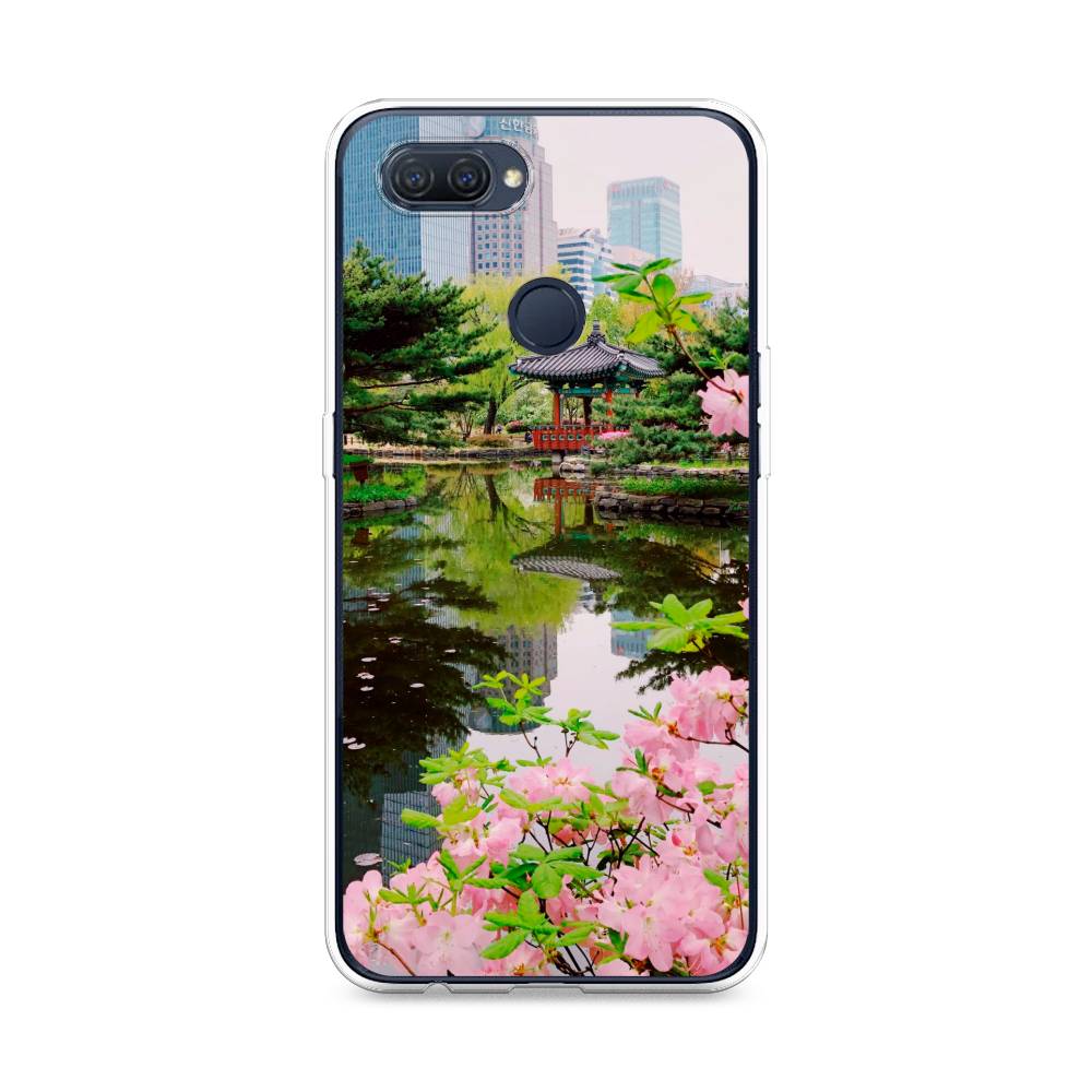 

Чехол для Oppo A12 "Сакура возле озера", Зеленый;розовый;голубой, 253450-2