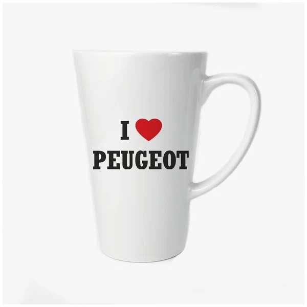 

Большая конусная кружка CoolPodarok Авто I love Peugeot