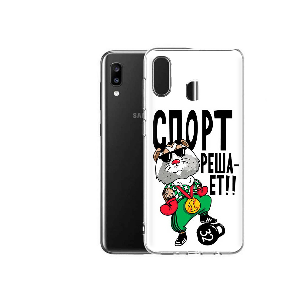 

Чехол MyPads Tocco для Samsung Galaxy A20 Спорт решает, Прозрачный, Tocco