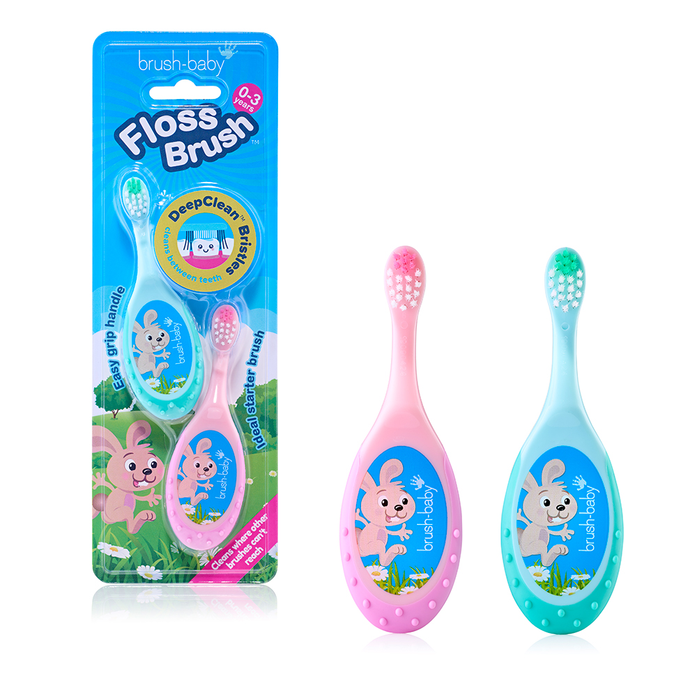 Зубная щетка Brush-Baby FlossBrush 0-3 года 2 шт бирюзоваярозовая 1099₽