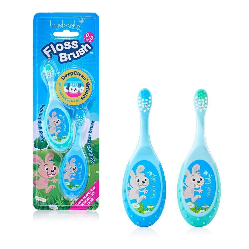 Зубная щетка Brush-Baby FlossBrush 0-3 года 2 шт бирюзоваяголубая 1099₽