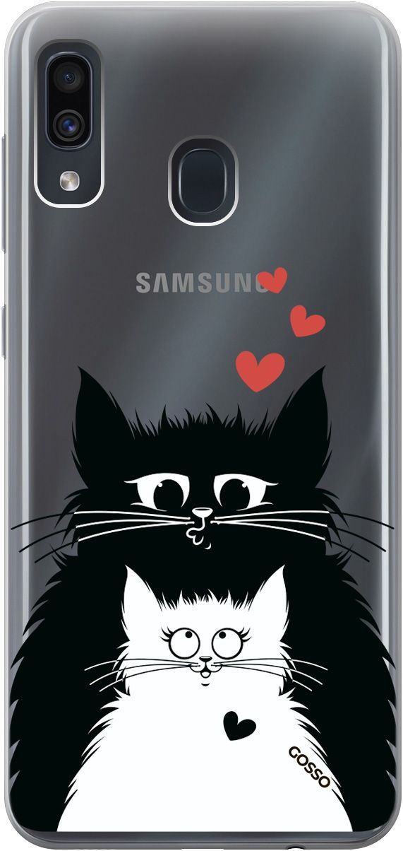 

Чехол на Samsung Galaxy A20/A30 с принтом "Cats in Love" прозрачный, Прозрачный;белый, 681