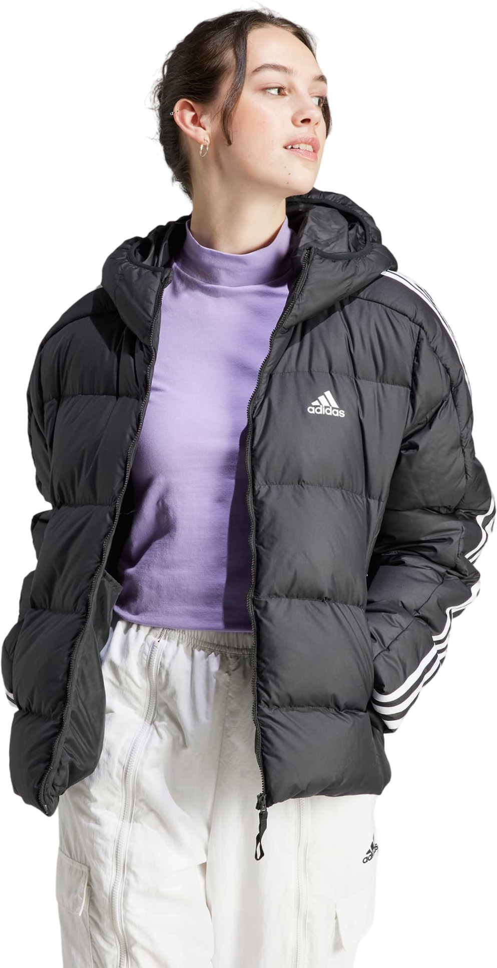 

Пуховик женский Adidas W ESS M D HO J черный 2XL, W ESS M D HO J