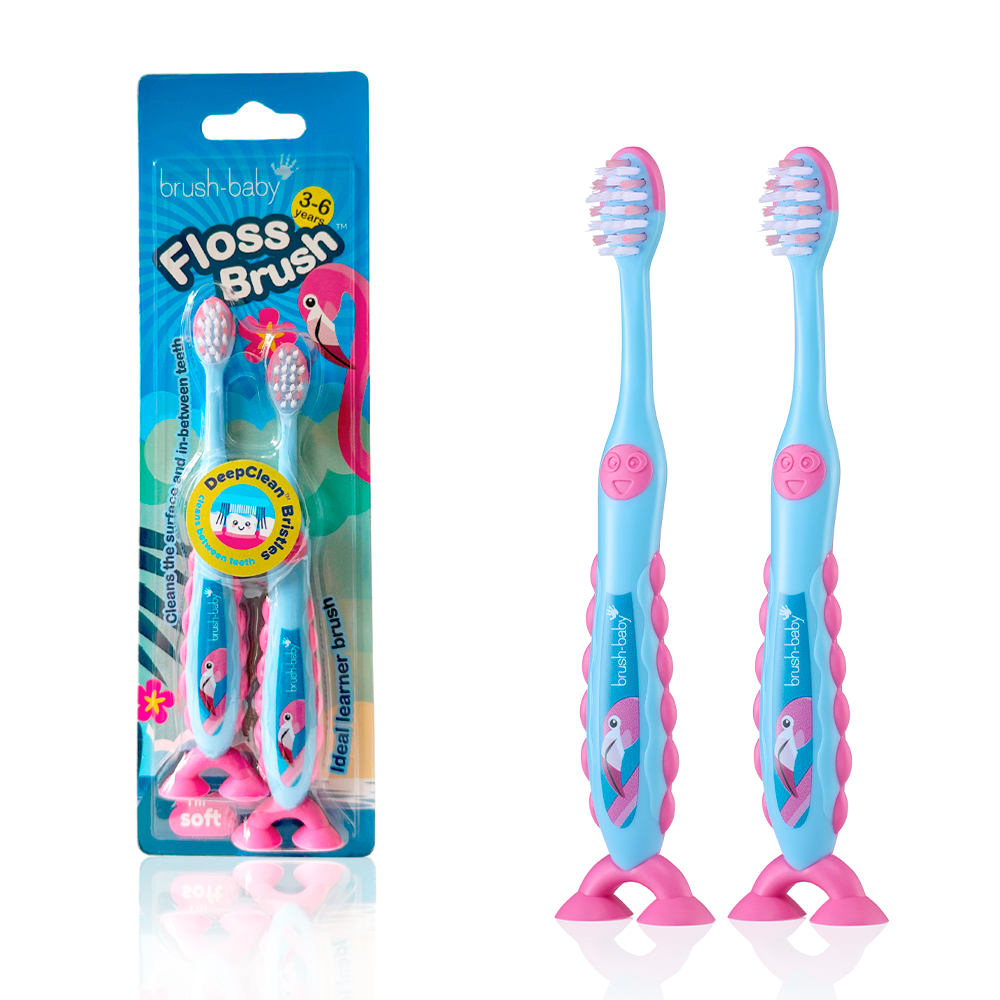 Зубная щётка Brush-Baby FlossBrush 3-6 лет фламинго 2 шт 1099₽