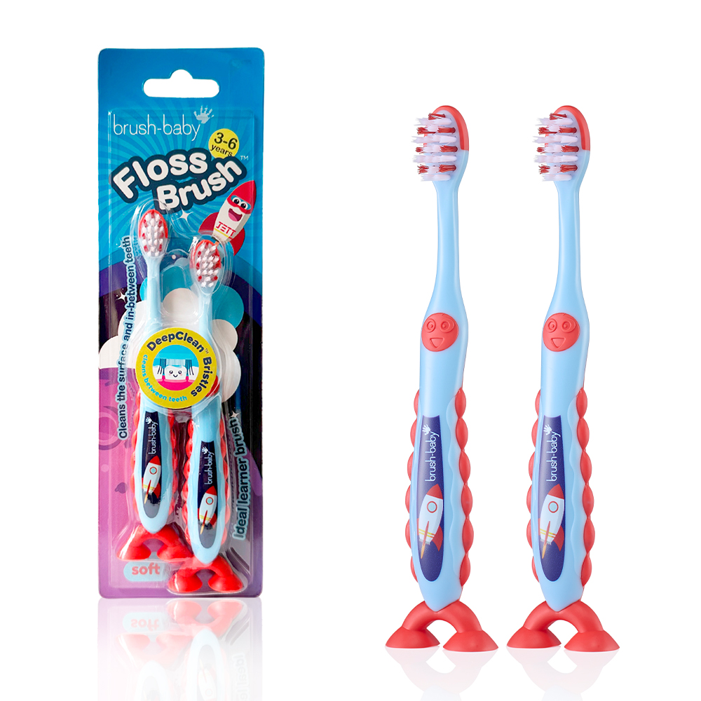 Зубная щётка Brush-Baby FlossBrush 3-6 лет ракета 2 шт 1099₽