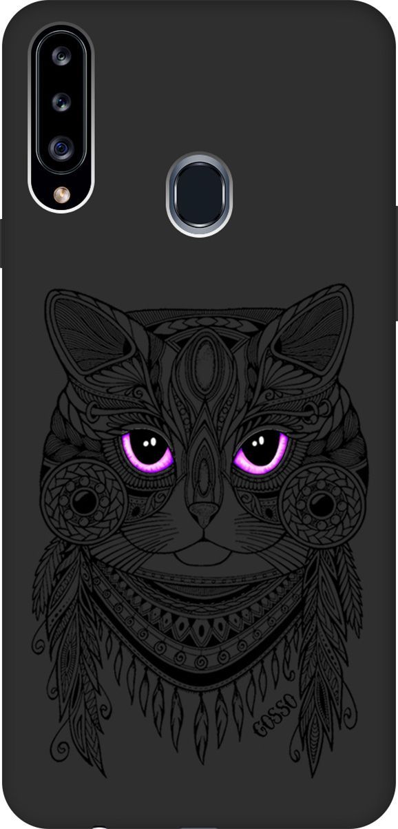 

Матовый чехол на Samsung Galaxy A20s с принтом "Grand Cat" черный, Черный;розовый, 614