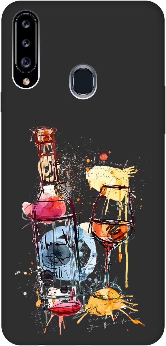 

Матовый чехол на Samsung Galaxy A20s с принтом "Aquarelle Wine" черный, Черный;голубой, 614