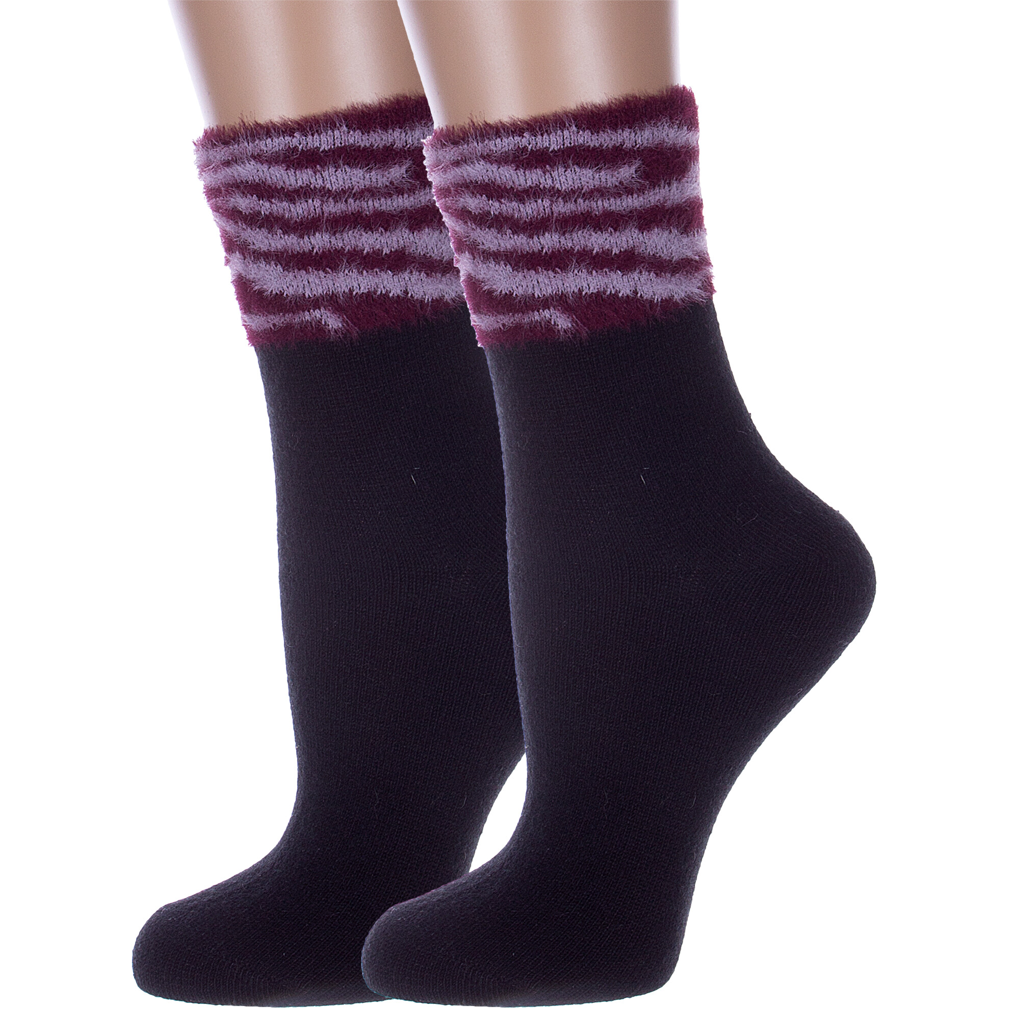 Комплект носков женских Hobby Line 2-Нжпух7807-9 черный; бордовый 36-40, 2 пары