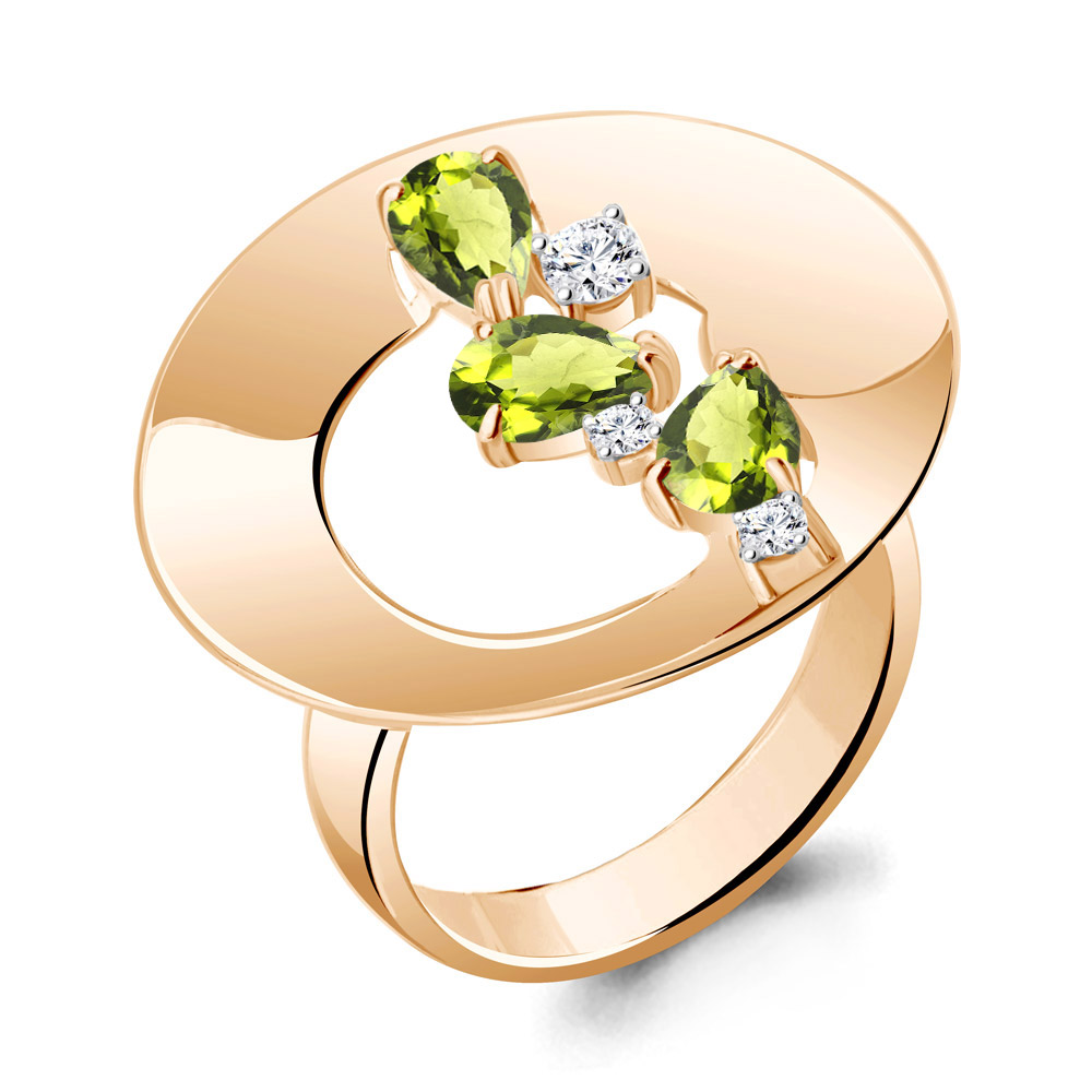 

Кольцо из серебра с хризолитом\фианитом Aquamarine Aquamarine 6953907А_925_з р, 6953907А_925_з