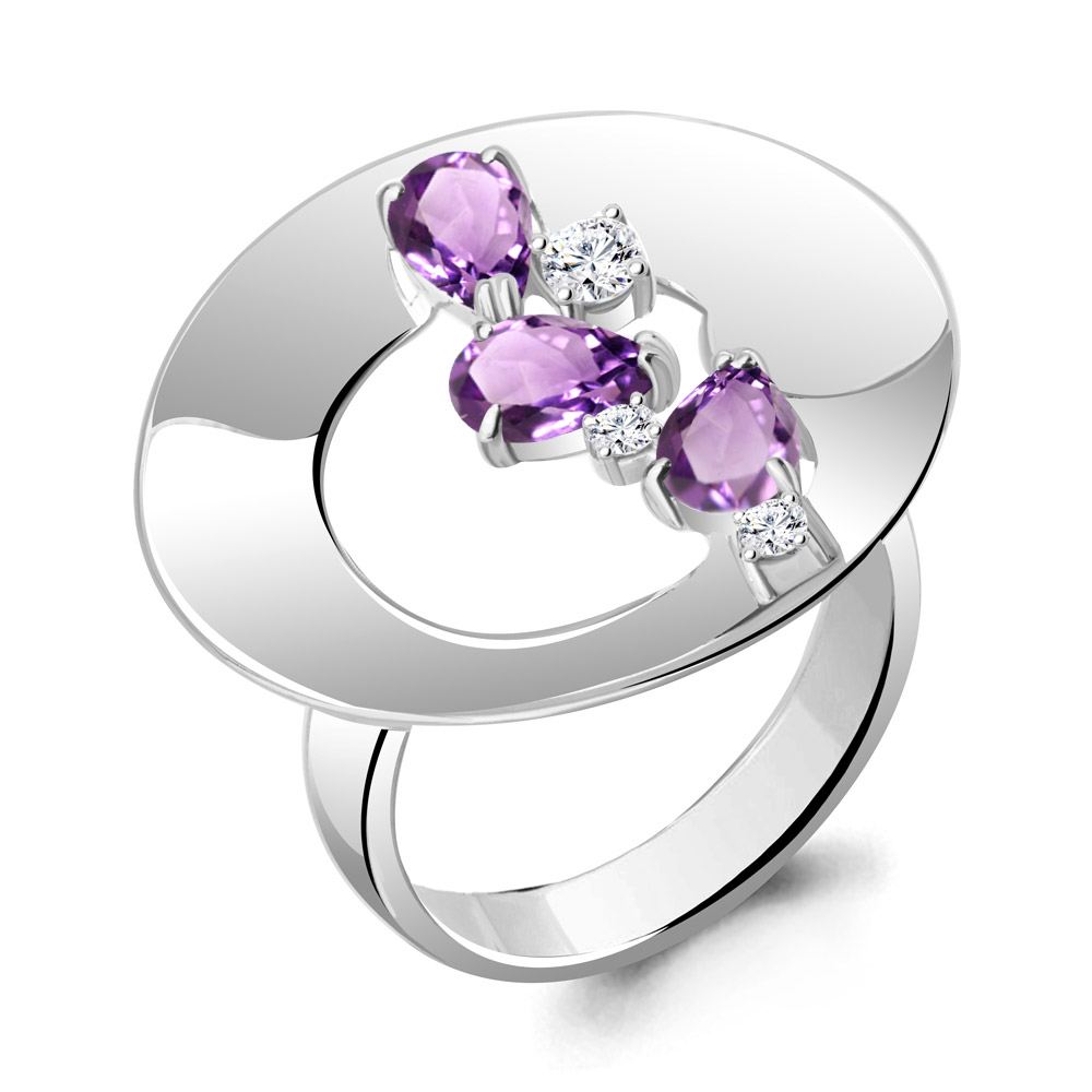 

Кольцо из серебра с аметистом\фианитом Aquamarine Aquamarine 6953904А_925_р р, 6953904А_925_р