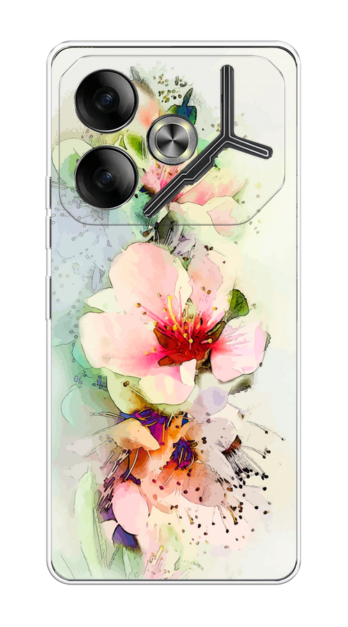 

Чехол на Tecno Pova 6 "Нежные цветы", Зеленый;розовый, 305350-1
