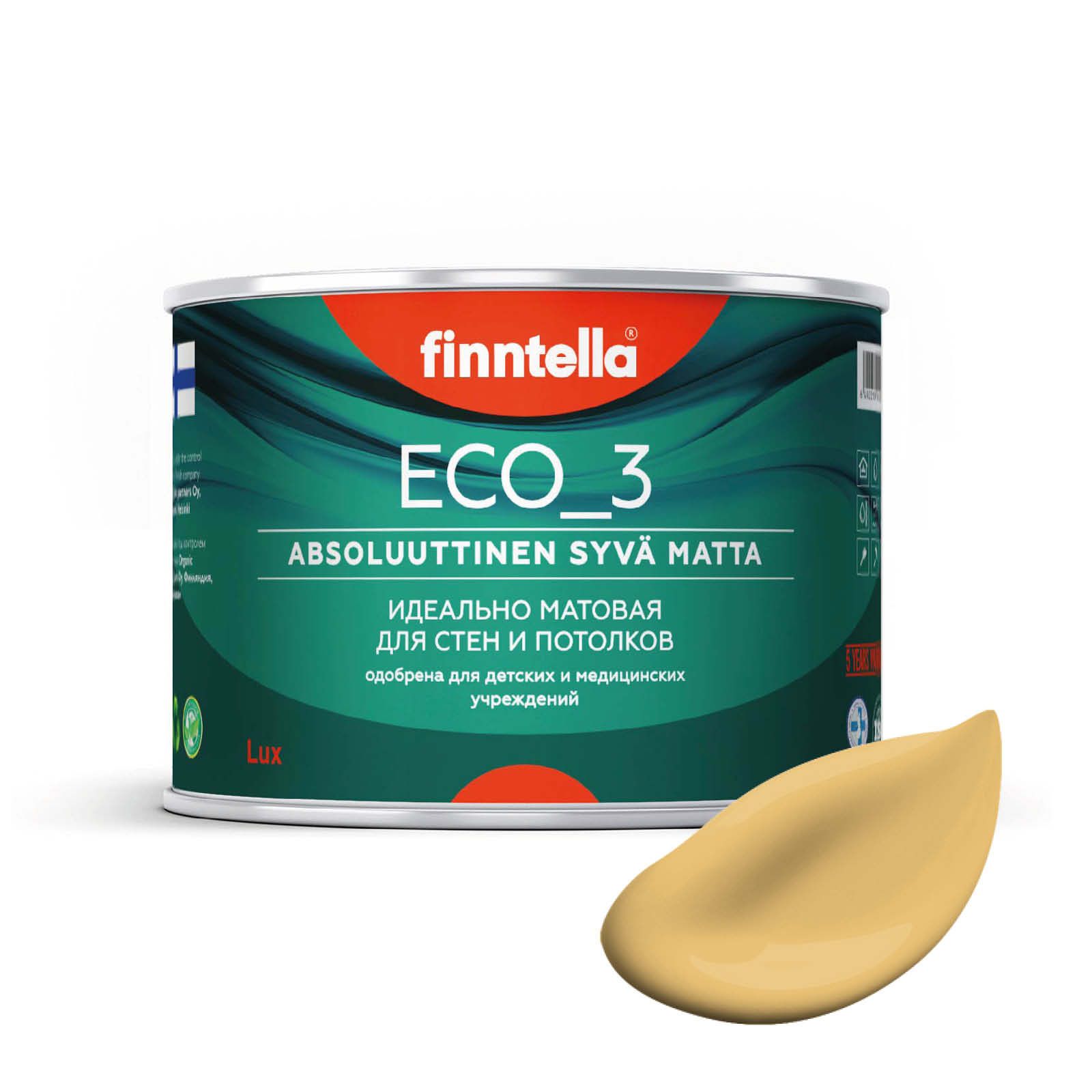 

Краска интерьерная глубокоматовая ECO_3 wash and clean FINNTELLA моющаяся, OLKI желто-беже, Желтый, матовая для стен моющаяся ECO 3, для обоев под покраску