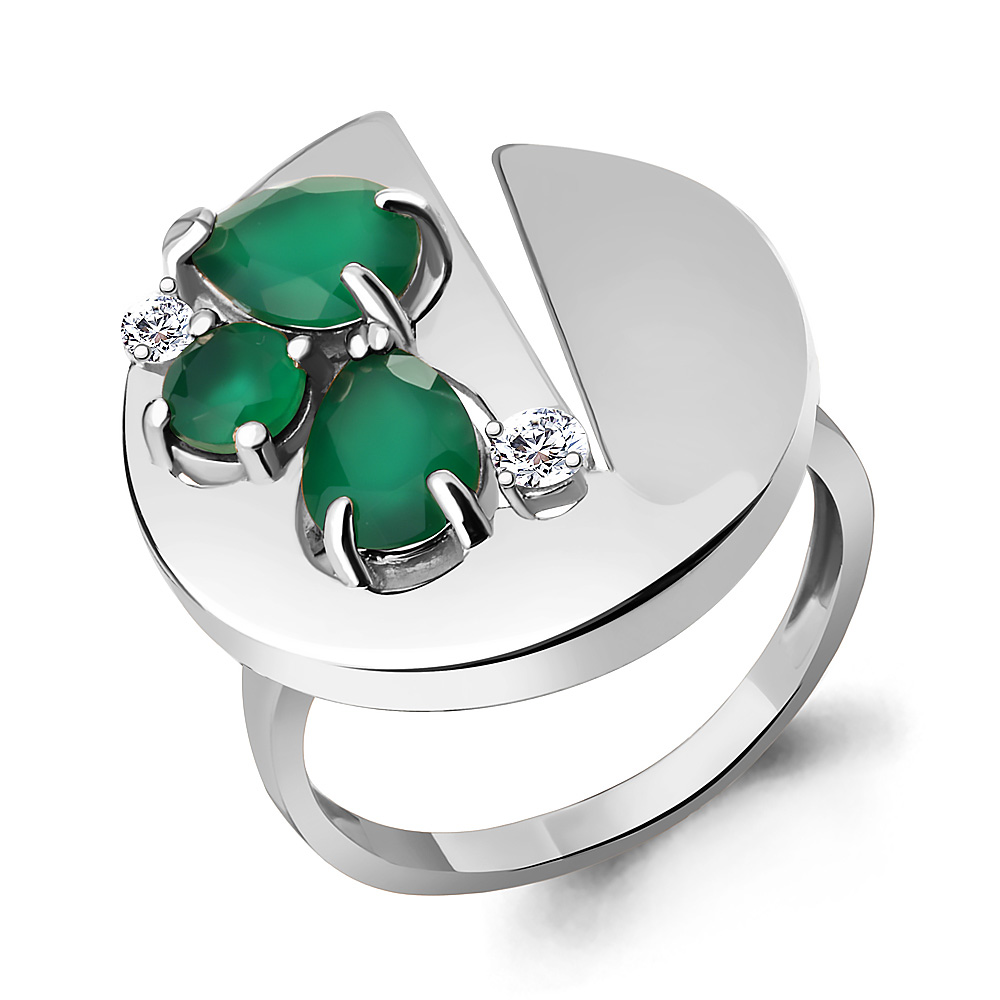 

Кольцо из серебра с агатом\фианитом Aquamarine Aquamarine 6953609А_925_р р, 6953609А_925_р