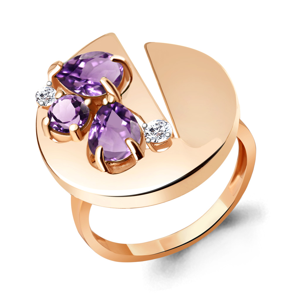 

Кольцо из серебра с аметистом Aquamarine Aquamarine 6953604А_925_з р. 18, 6953604А_925_з