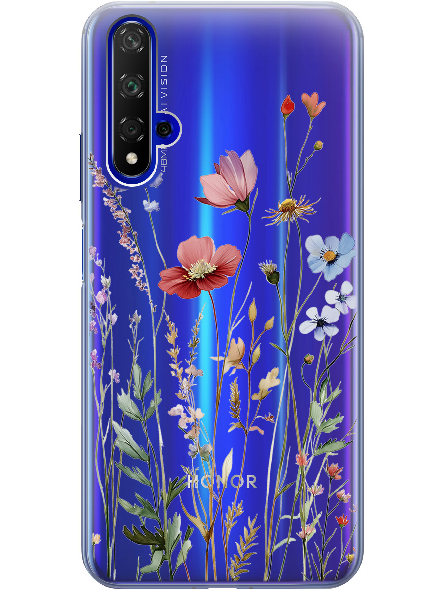 

Силиконовый чехол на Honor 20 / Huawei Nova 5T с принтом "Милые цветочки" прозрачный, Прозрачный;зеленый;красный, 721508923