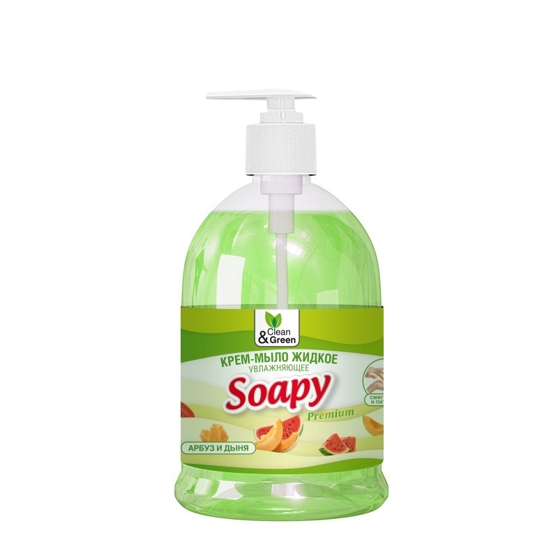 Крем-мыло жидкое Soapy арбуз и дыня увлажняющее с дозатором 500 мл CleanGreen CG8112
