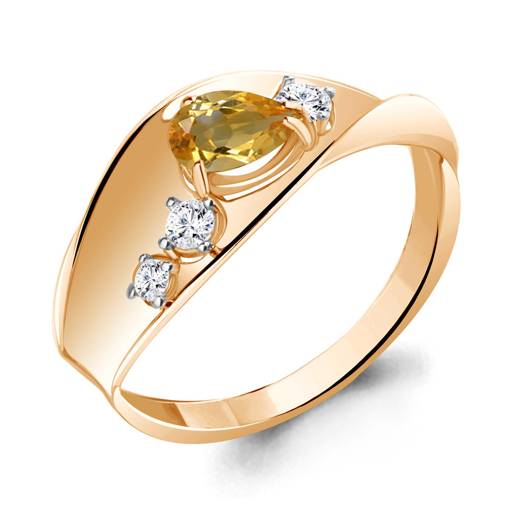 

Кольцо из серебра с цитрином\фианитом Aquamarine Aquamarine 6953406А_925_з р, 6953406А_925_з