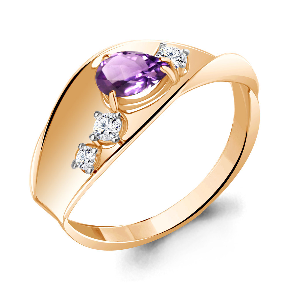 

Кольцо из серебра с аметистом\фианитом Aquamarine Aquamarine 6953404А_925_з р, 6953404А_925_з