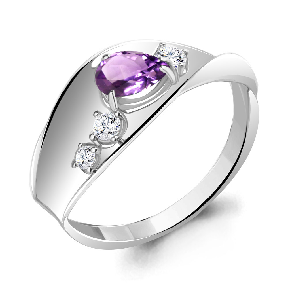 

Кольцо из серебра с аметистом\фианитом Aquamarine Aquamarine 6953404А_925_р р, 6953404А_925_р