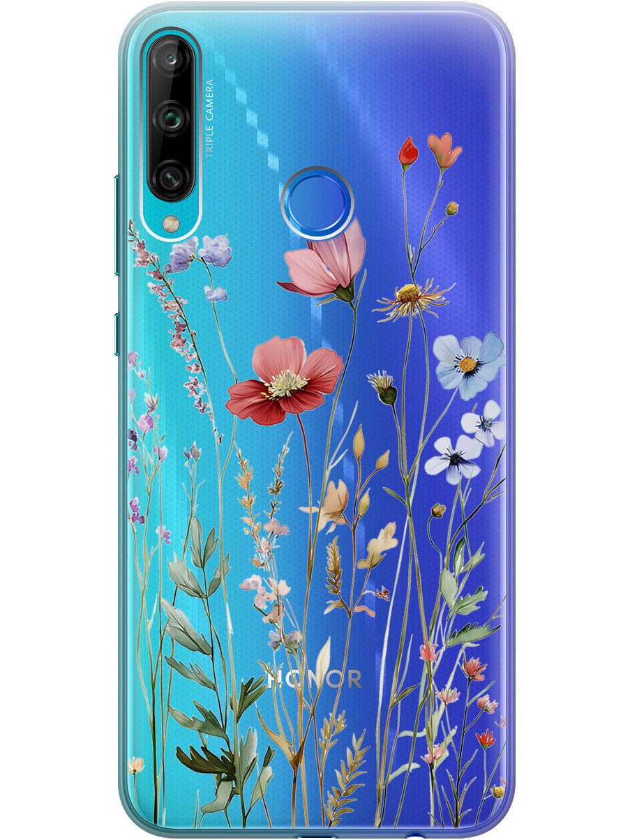 

Силиконовый чехол на Honor 9C / Huawei P40 Lite E с принтом "Милые цветочки" прозрачный, Прозрачный;зеленый;красный, 722946223