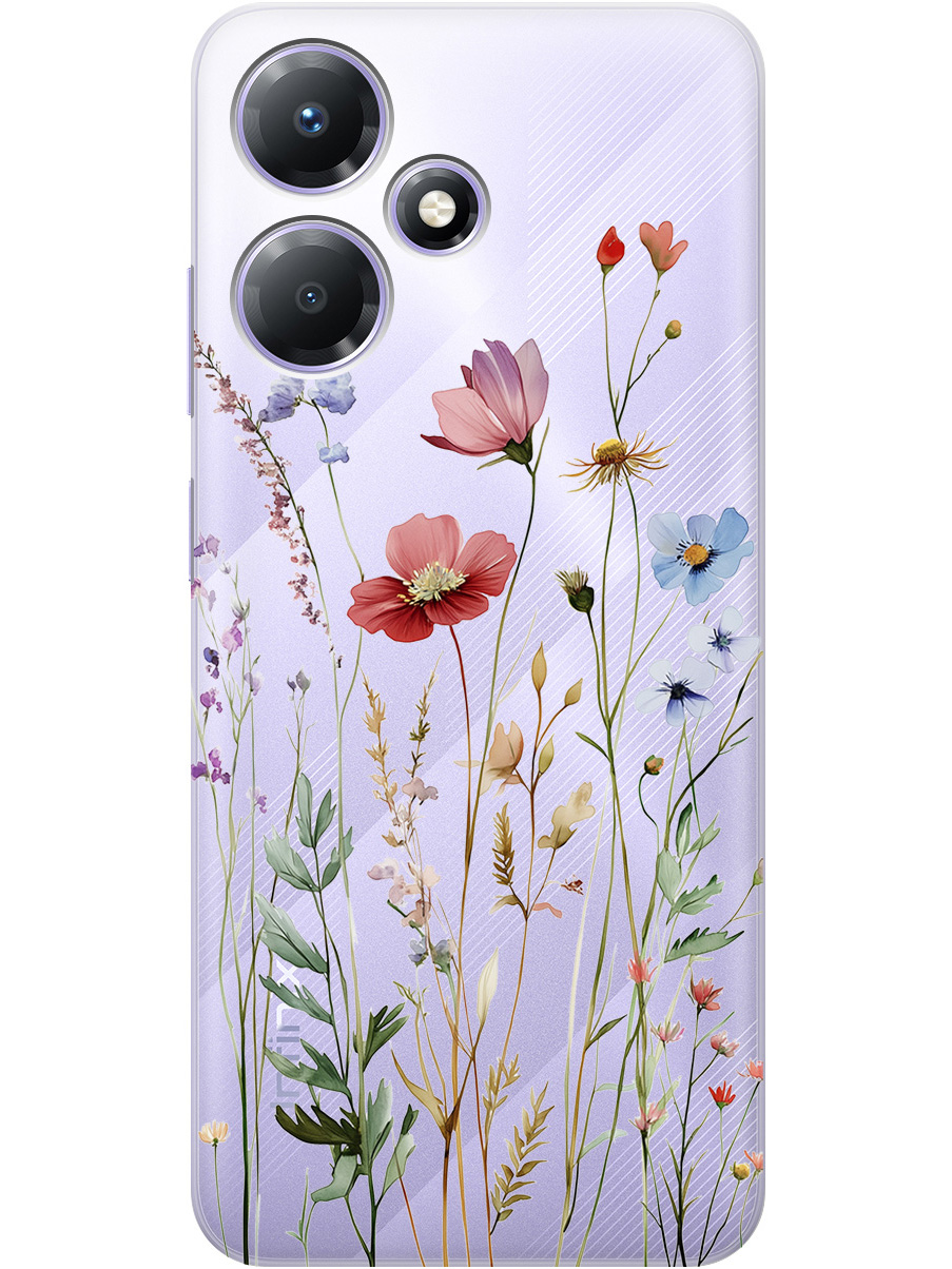 

Силиконовый чехол на Infinix Hot 30 Play с принтом "Милые цветочки" прозрачный, Прозрачный;зеленый;красный, 773941023