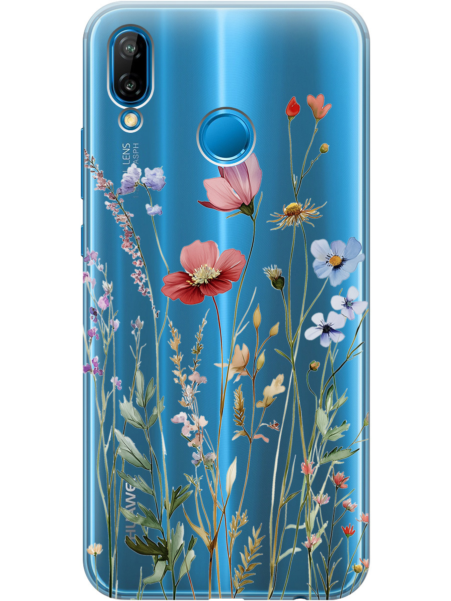 

Силиконовый чехол на Huawei P20 Lite / Nova 3e с принтом "Милые цветочки" прозрачный, Прозрачный;зеленый;красный, 717614223