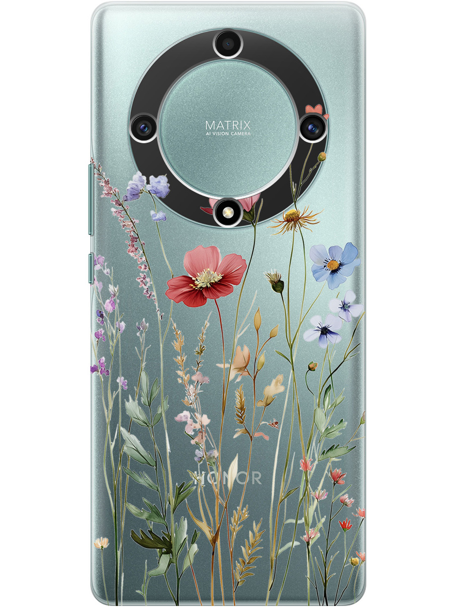 

Силиконовый чехол на Honor X9a / Magic5 Lite с принтом "Милые цветочки" прозрачный, Прозрачный;зеленый;красный, 769394723