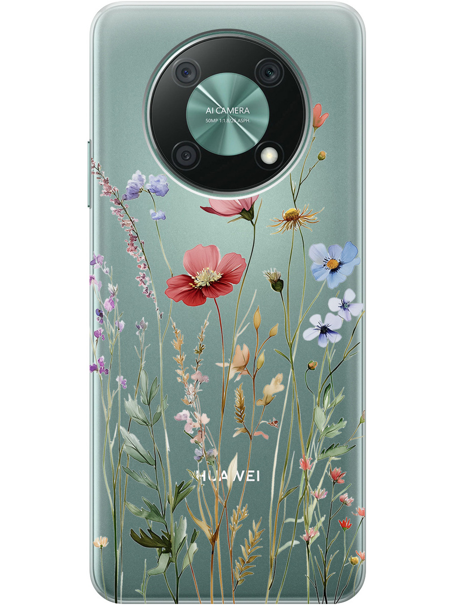 

Силиконовый чехол на Huawei nova Y90 с принтом "Милые цветочки" прозрачный, Прозрачный;зеленый;красный, 740188623