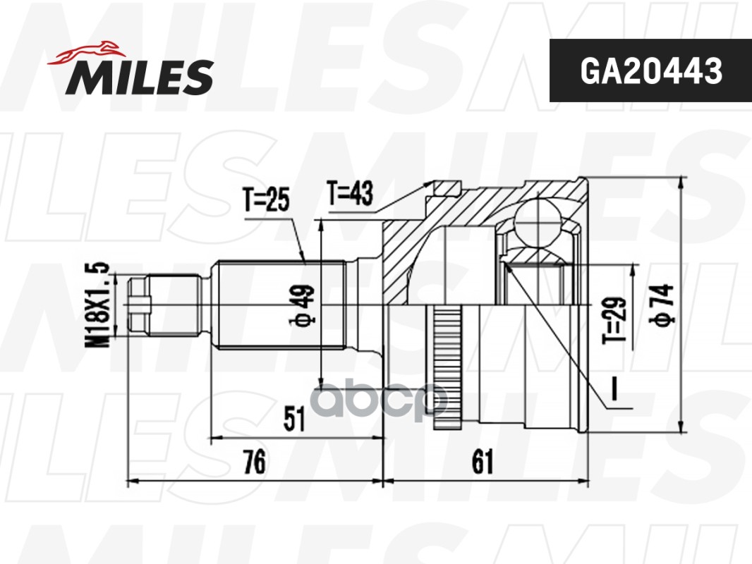 

Шрус Suzuki Swift 1.3-1.5 05- Нар.(Abs) Miles арт. GA20443