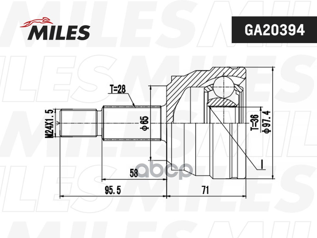 фото Шрус renault master 1.9d-2.8d 98- нар. miles арт. ga20394