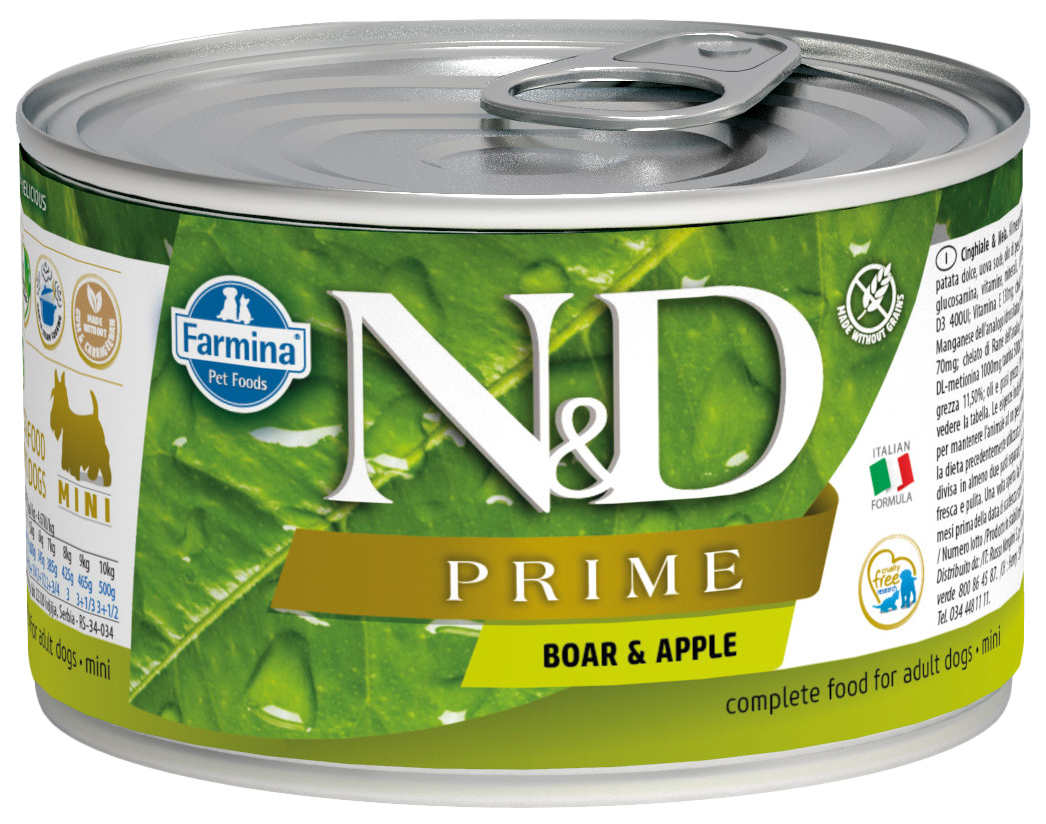 

Влажный корм для собак Farmine N&D Prime кабан и яблоко, для мелких пород, 140 г