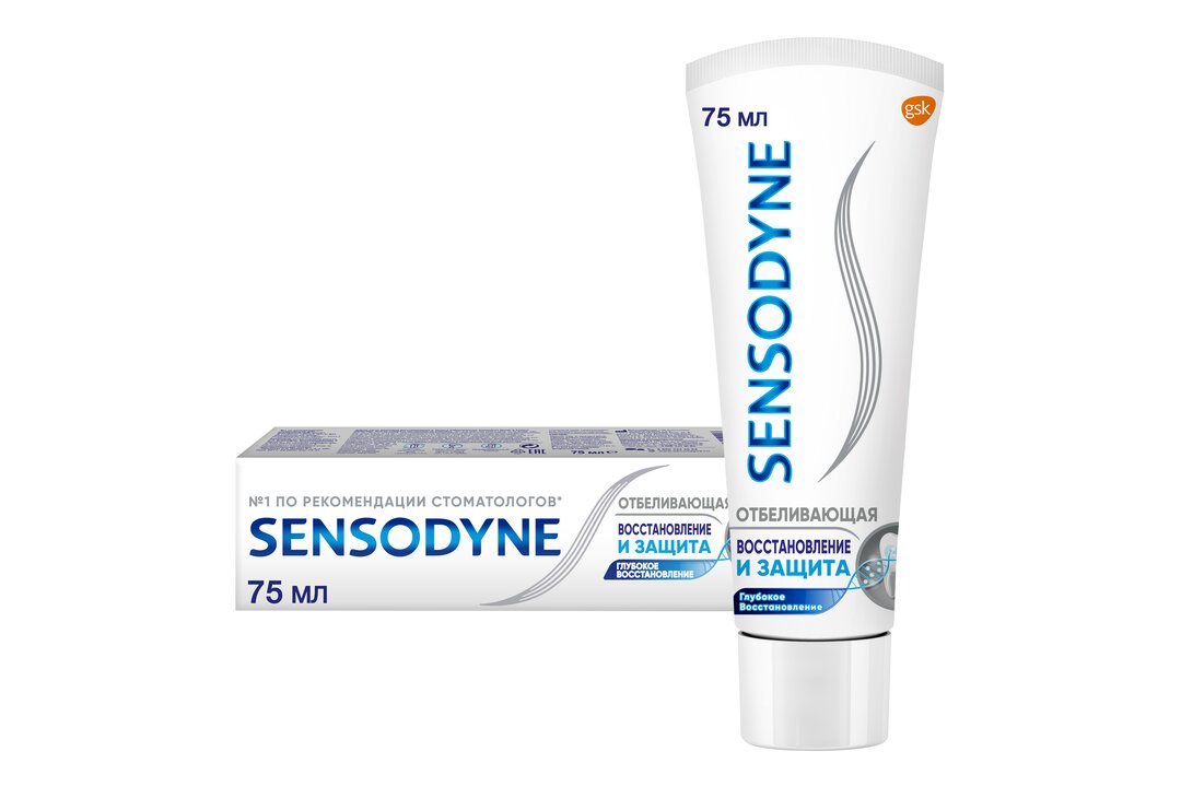 фото Зубная паста sensodyne восстановление и защита отбеливающая, для чувствительных зубов 75мл