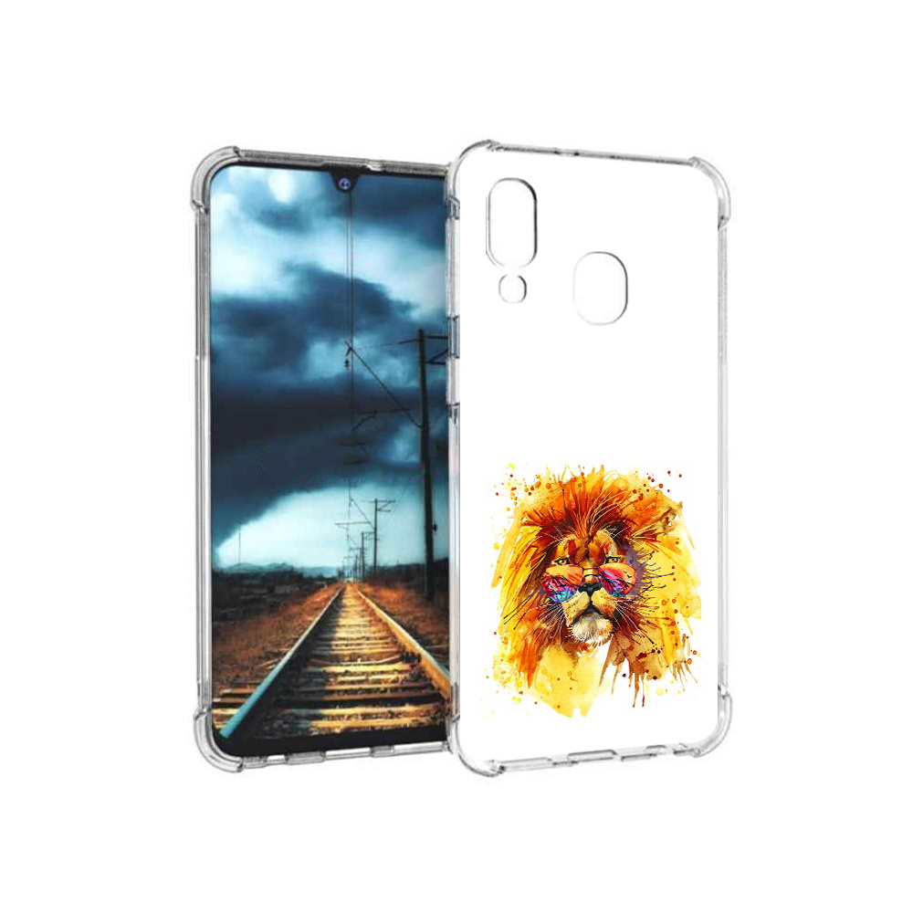 

Чехол MyPads Tocco для Samsung Galaxy A40 лев в очках (PT128655.504.436), Прозрачный, Tocco