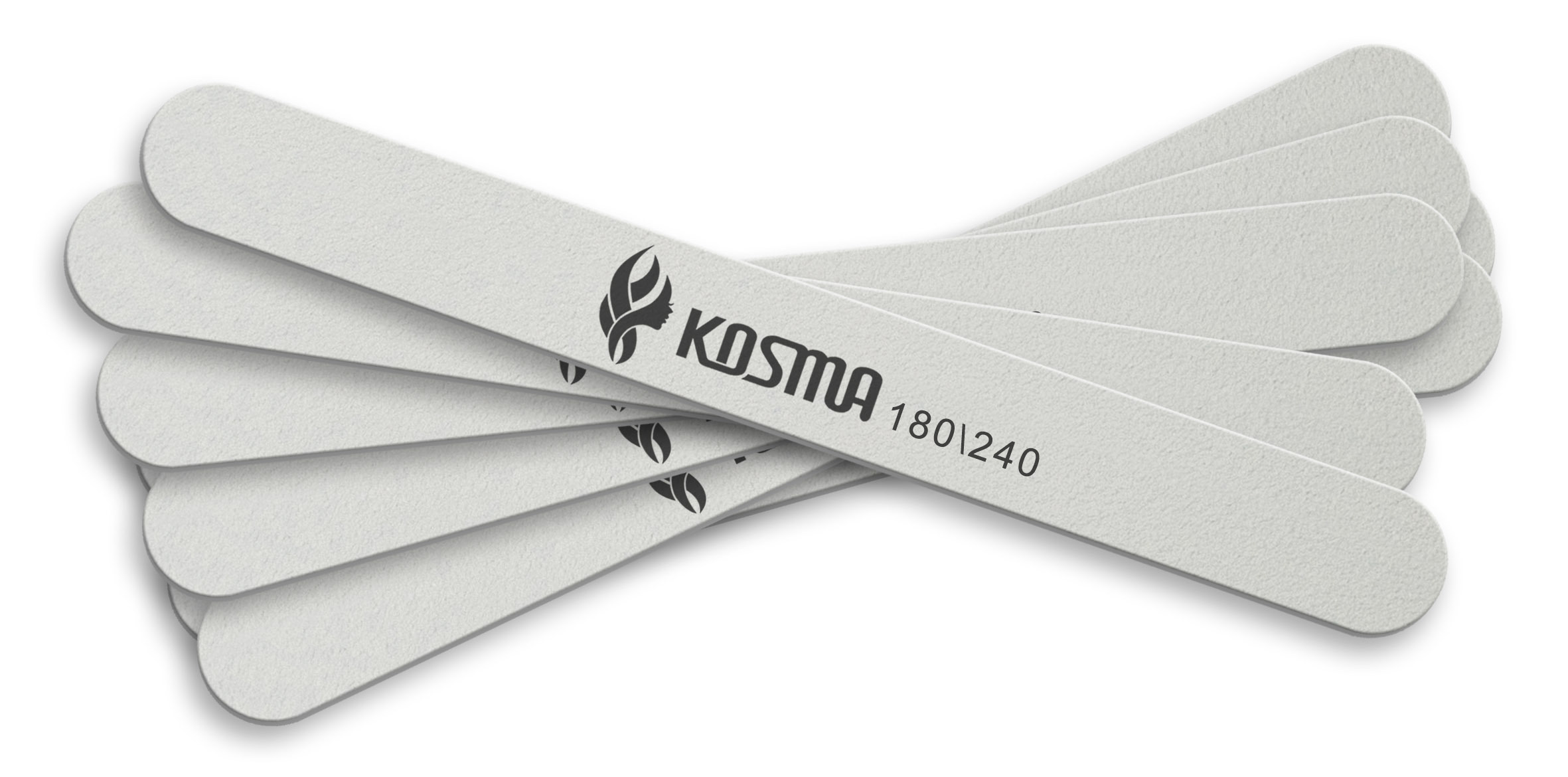 Набор пилка KOSMA прямая большая белая 180/240 пластиковая основа 50 шт.