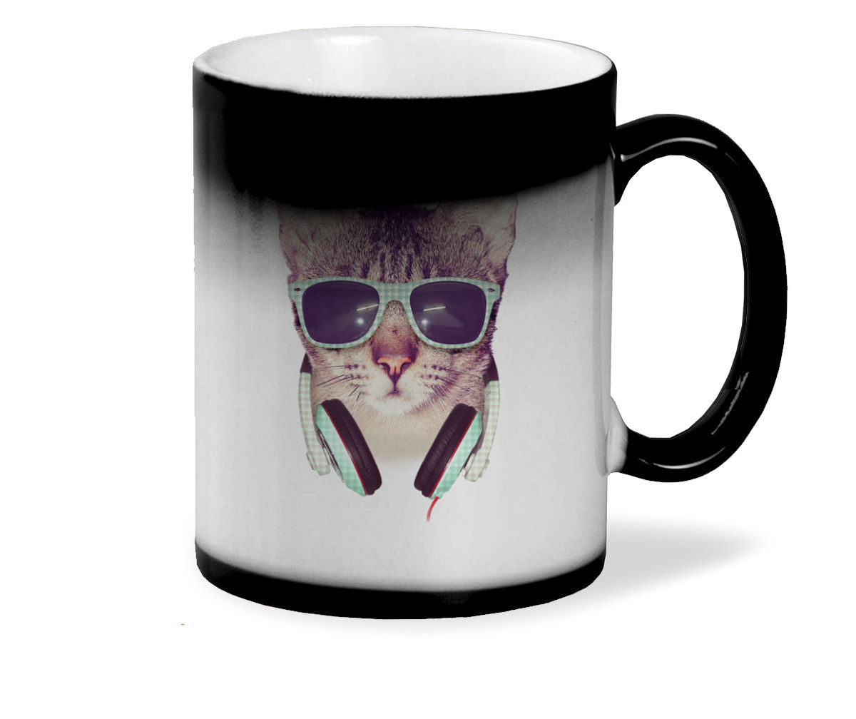 

Кружка CoolPodarok Животные Кошка с наушниками