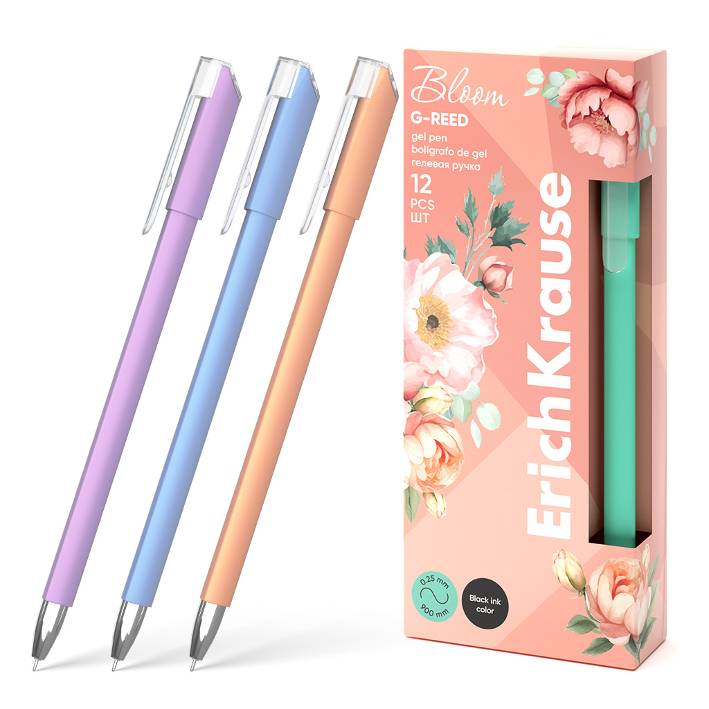 

Ручка гелевая ErichKrause G-Reed Stick Pastel Bloom 61300 0,38, цвет черный 12 шт