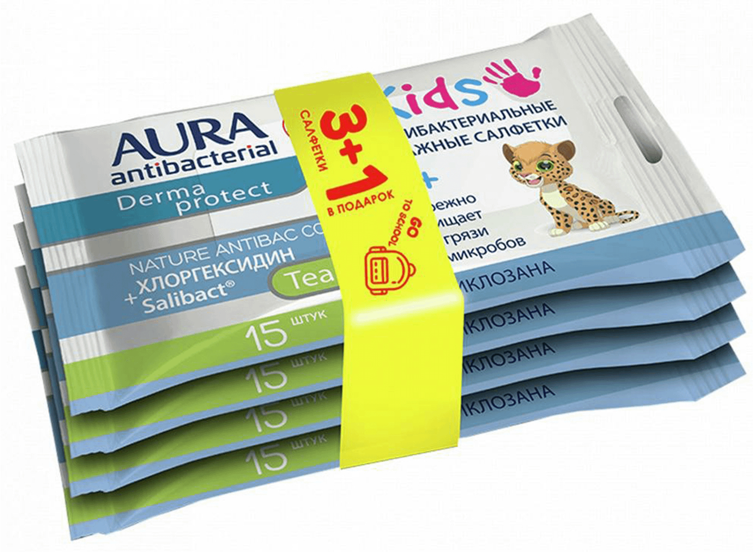 фото Салфетки влажные детские aura antibacterial kids 60 шт