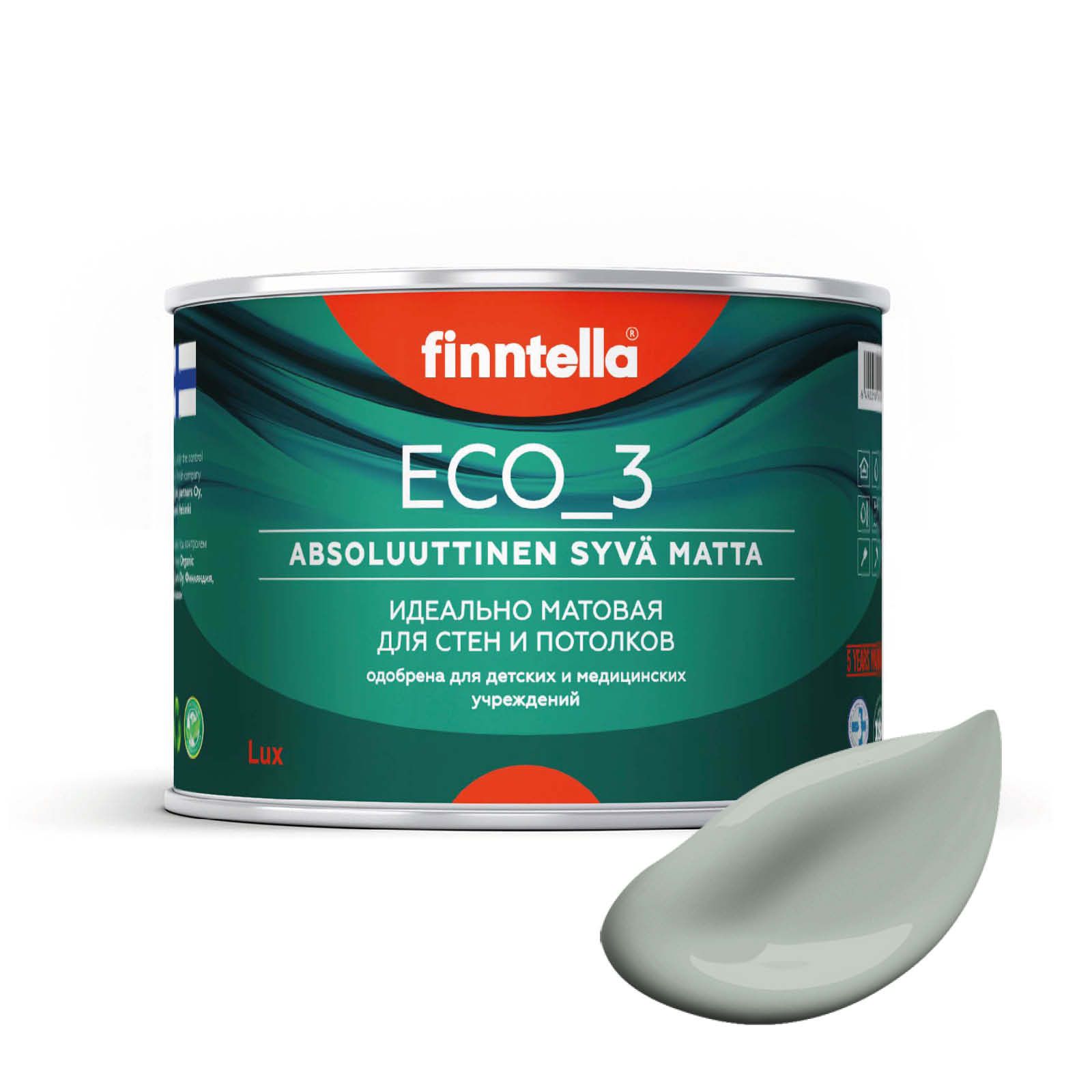 

Краска интерьерная глубокоматовая ECO_3 wash and clean FINNTELLA моющаяся, POLY серо-зелен, Серый, матовая для стен моющаяся ECO 3, для обоев под покраску