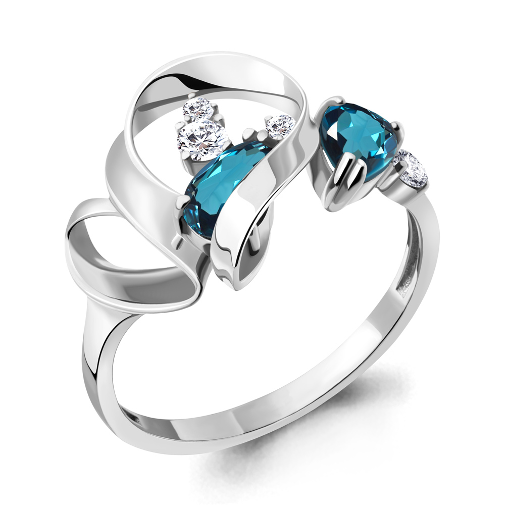 

Кольцо из серебра с топазом\фианитом Aquamarine Aquamarine 6953208А_925_р р, 6953208А_925_р