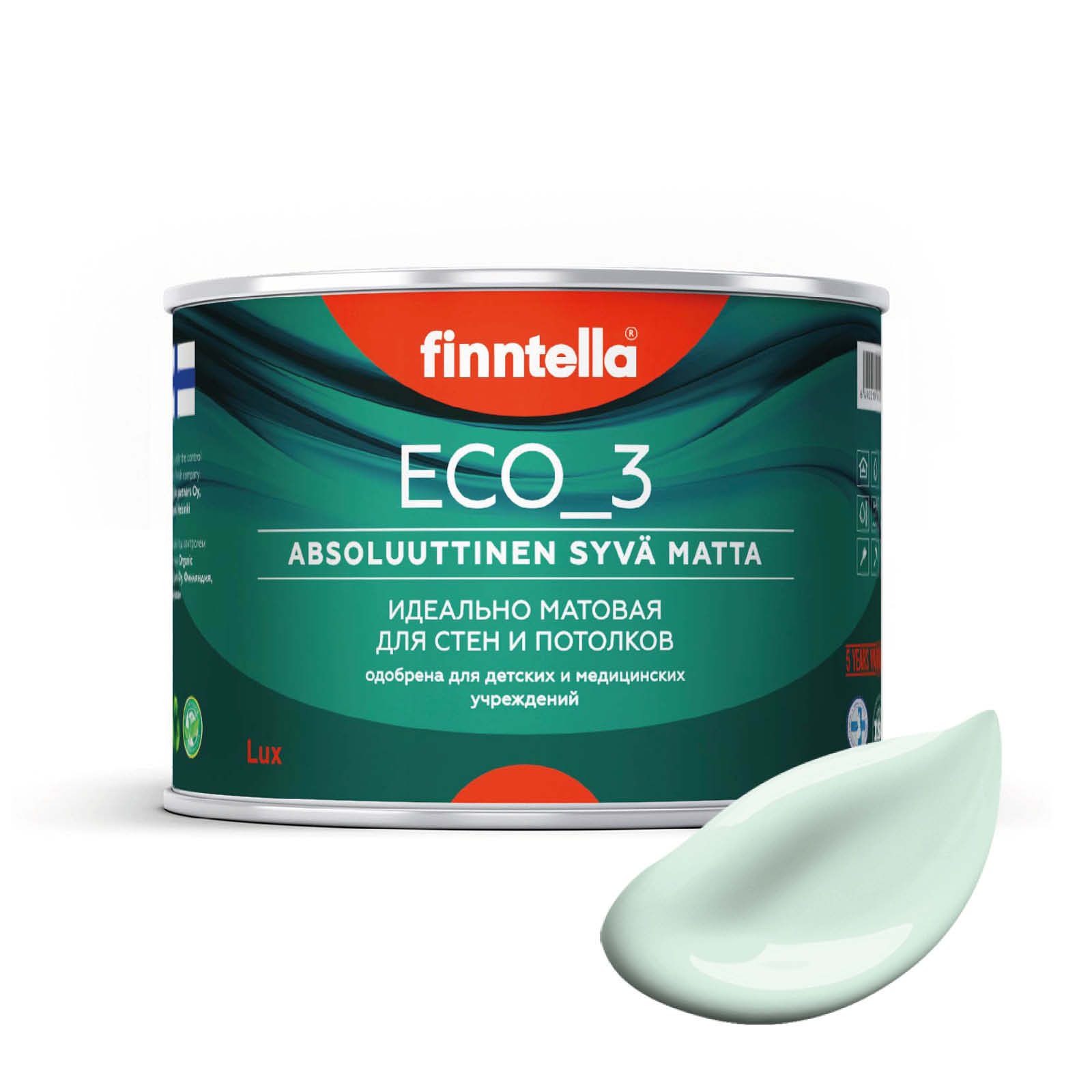 

Краска интерьерная глубокоматовая ECO_3 wash and clean FINNTELLA моющаяся, LINTU бледно-би, Зеленый, матовая для стен моющаяся ECO 3, для обоев под покраску