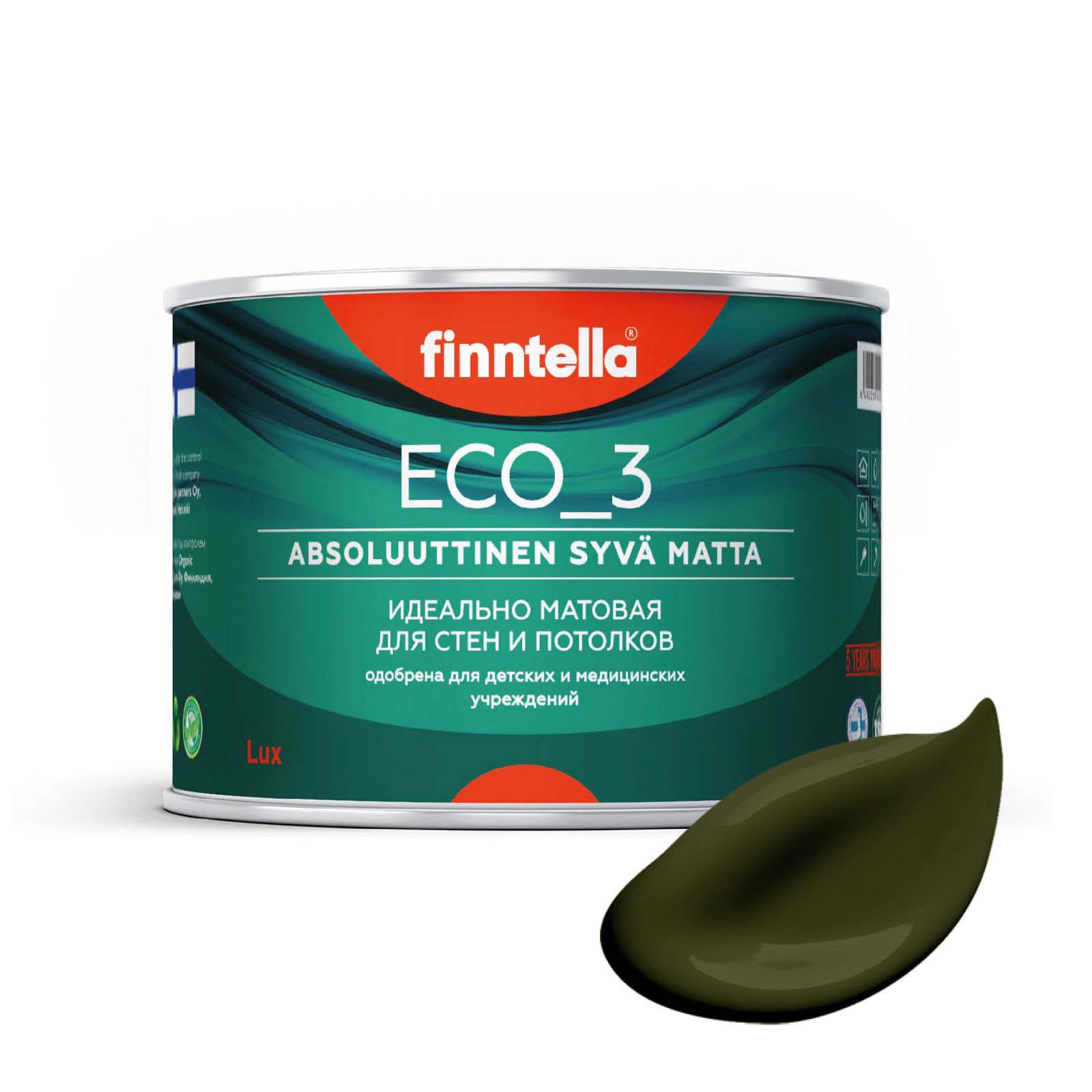 

Краска интерьерная глубокоматовая ECO_3 wash and clean FINNTELLA моющаяся, KOMBU буро-зеле, Зеленый, матовая для стен моющаяся ECO 3, для обоев под покраску
