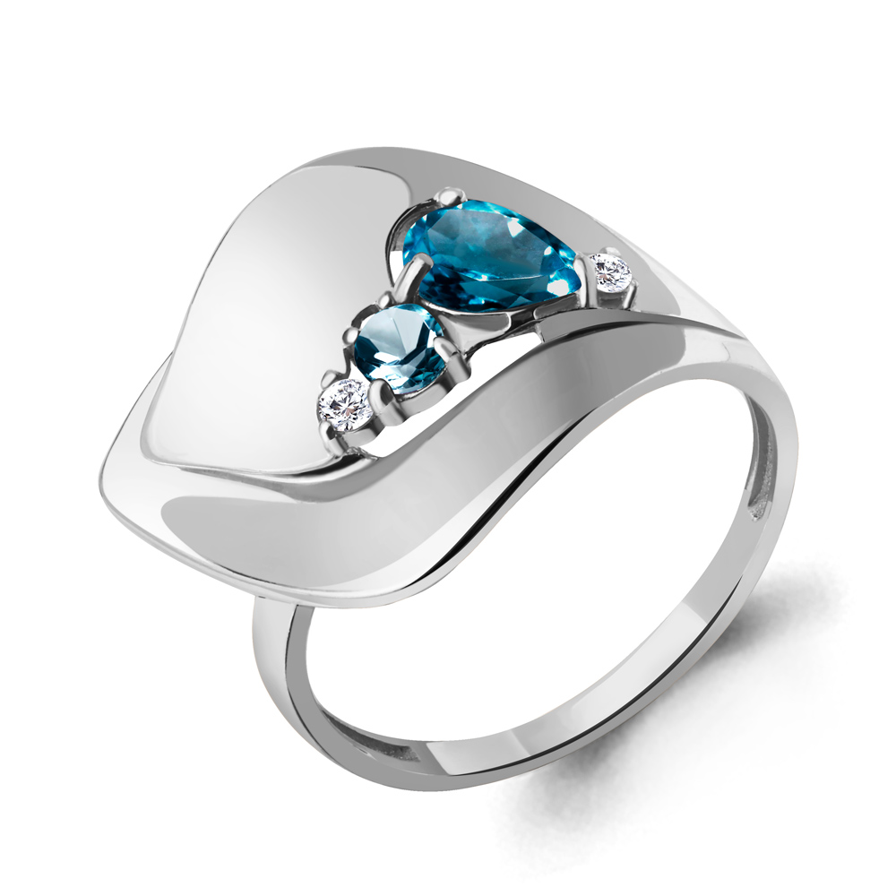 

Кольцо из серебра с топазом\фианитом Aquamarine Aquamarine 6953108А_925_р р, 6953108А_925_р