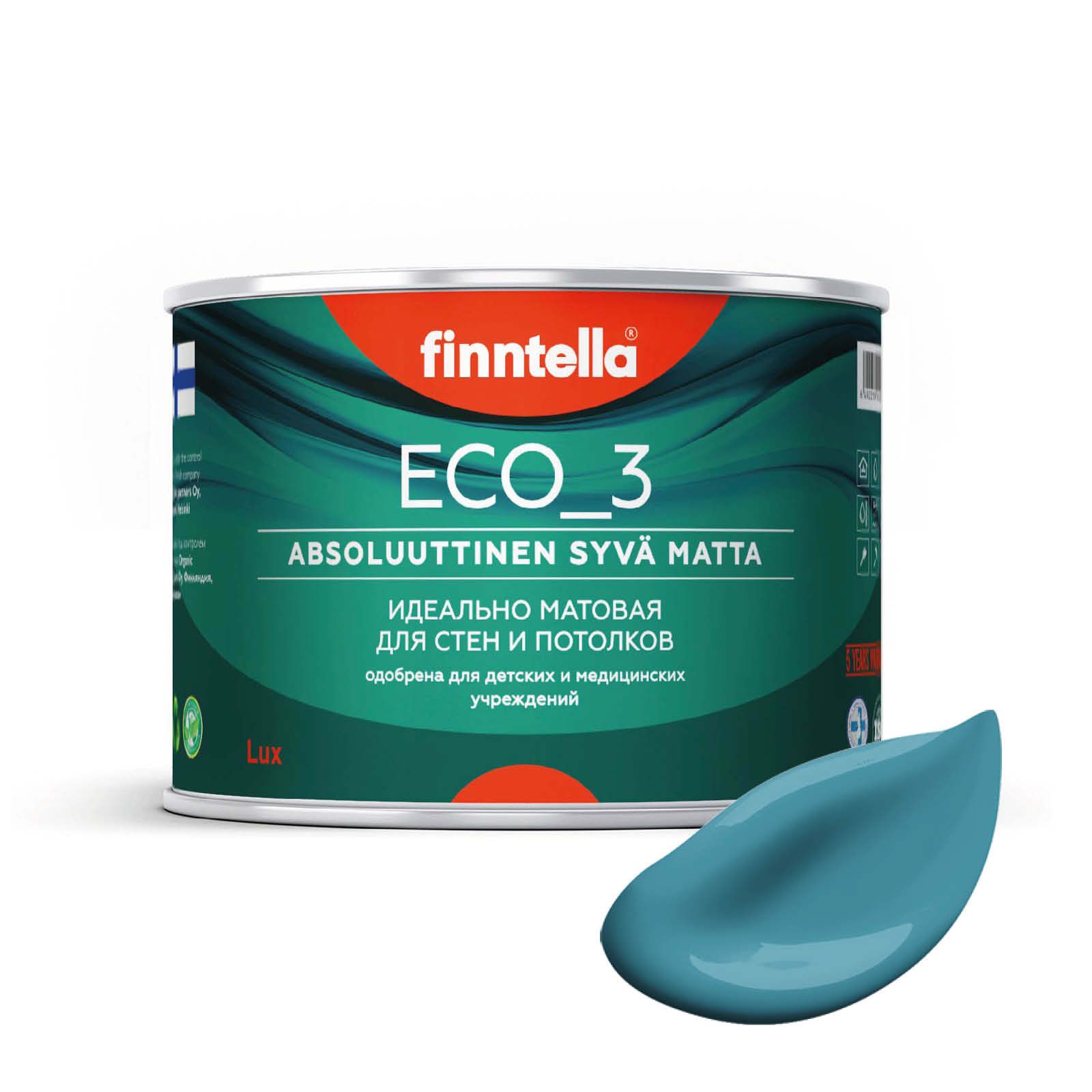 

Краска интерьерная глубокоматовая ECO_3 wash and clean FINNTELLA моющаяся, OPAALI голубой,, матовая для стен моющаяся ECO 3, для обоев под покраску