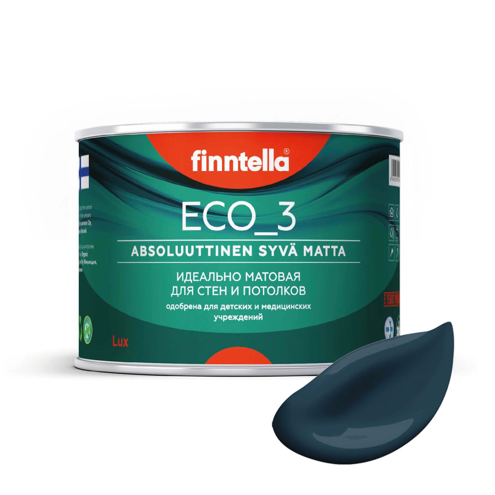 

Краска интерьерная глубокоматовая ECO_3 wash and clean FINNTELLA моющаяся, YO сине-зеленый, матовая для стен моющаяся ECO 3, для обоев под покраску