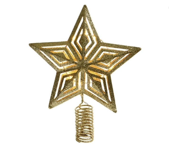 

Ёлочная верхушка Kaemingk Звезда светящаяся, золотистый шампань, 10LED, 20x4x25 см, 483845