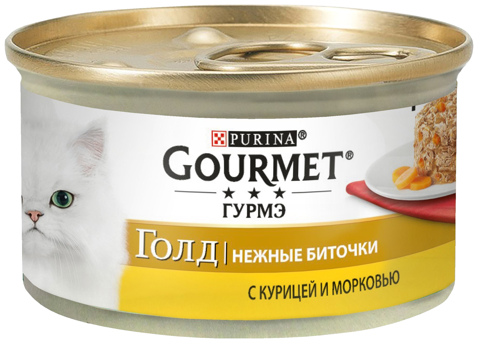 фото Влажный корм для кошек gourmet gold нежные биточки курица и морковь, 85 г