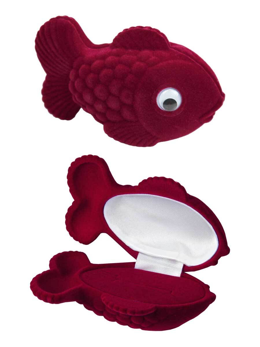 

Футляр флокированный, для кольца/серьги, рыбка, "Детская", 88х52х44 мм, Бордовый, 30601