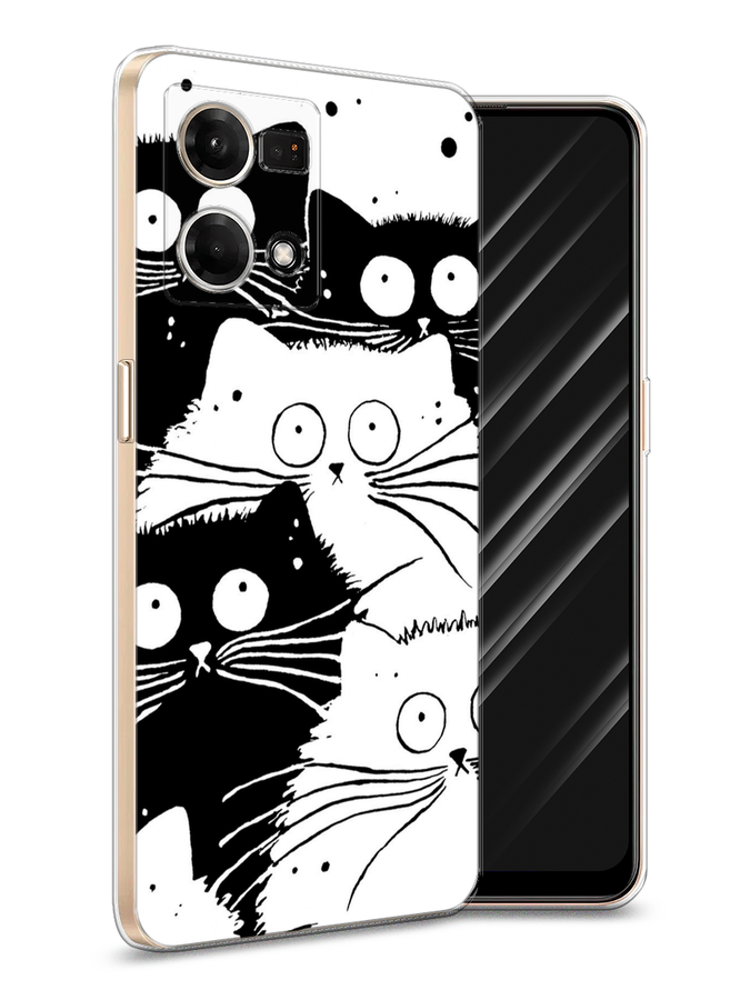 

Чехол Awog на Oppo Reno 8 4G "Коты черно-белые", Черный;белый, 2511450-2